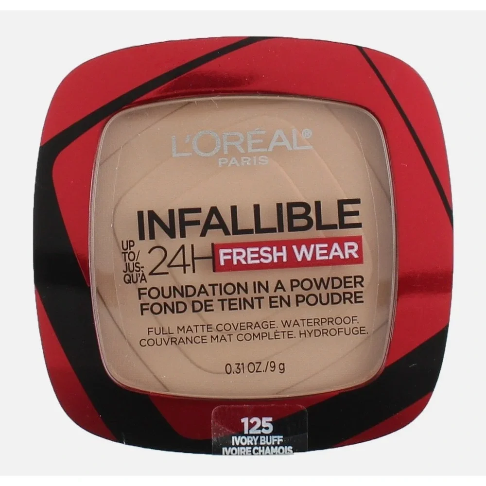 Loreal Infallible 24Hr Fresh Wear Powder‎ Foundation 125 Ivory Buff Matte 0.31oz